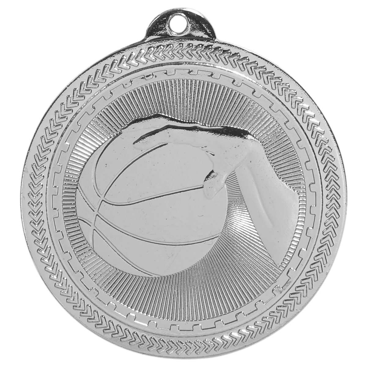 Bright Silver 2" Basketball Laserable BriteLazer Medal