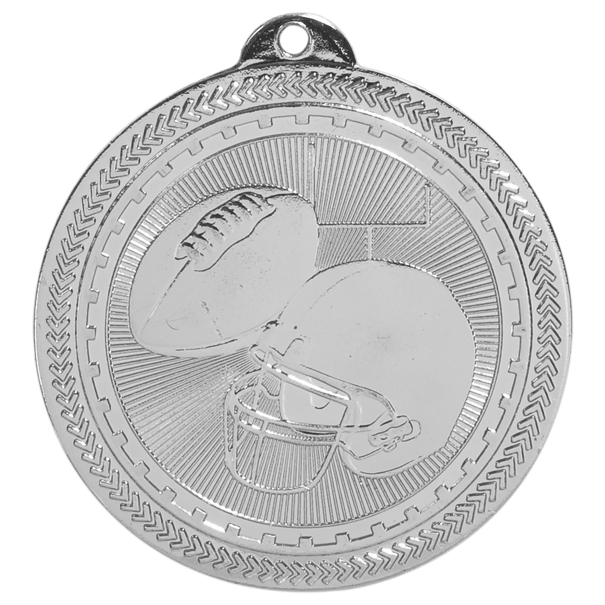 Bright Silver 2" Football Laserable BriteLazer Medal