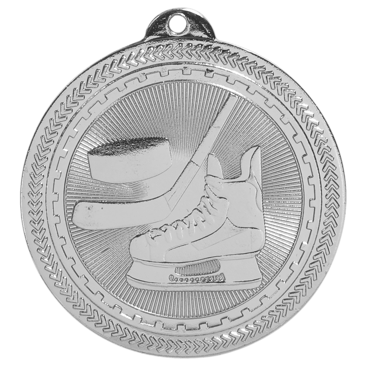 Bright Silver 2" Hockey Laserable BriteLazer Medal