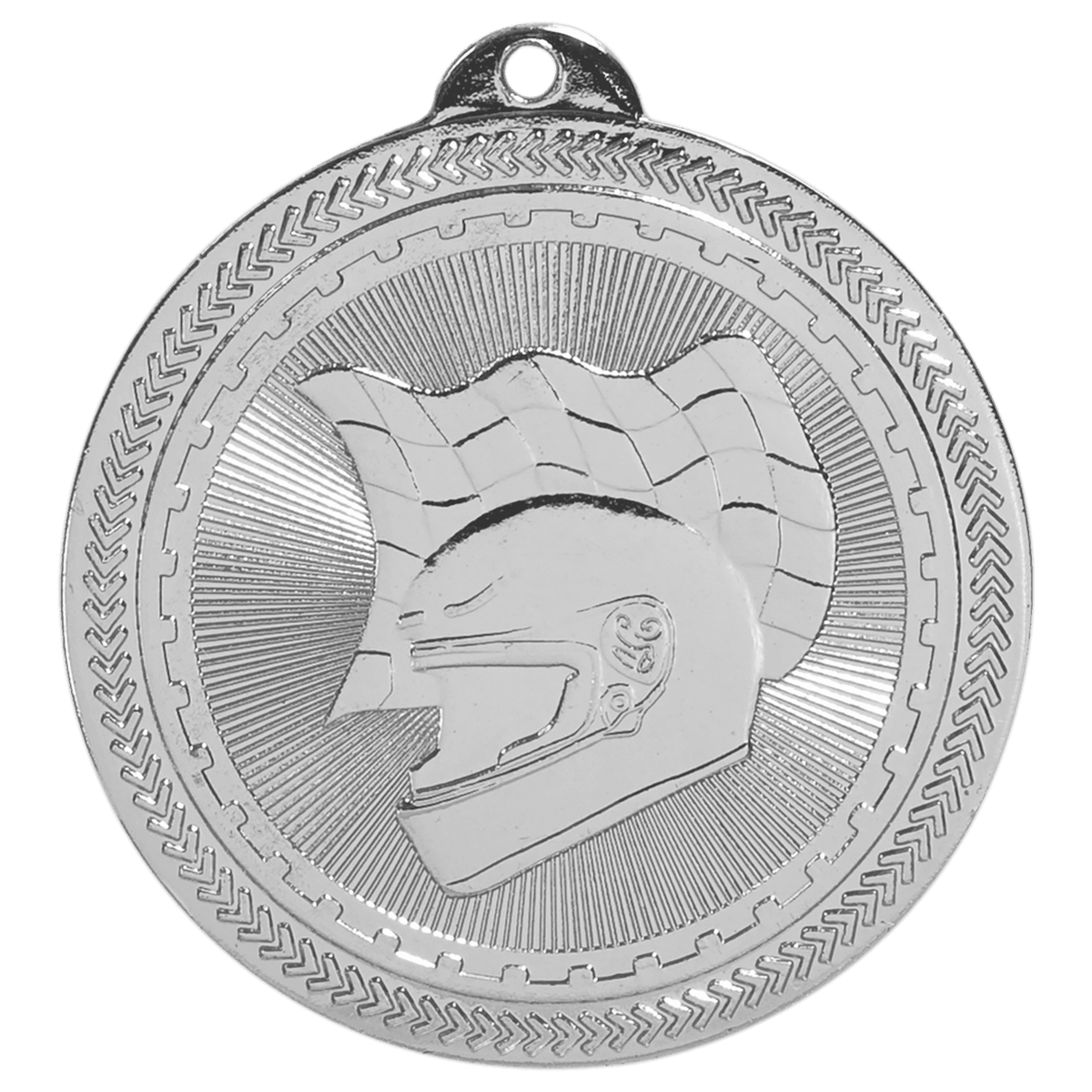Bright Silver 2" Racing Laserable BriteLazer Medal