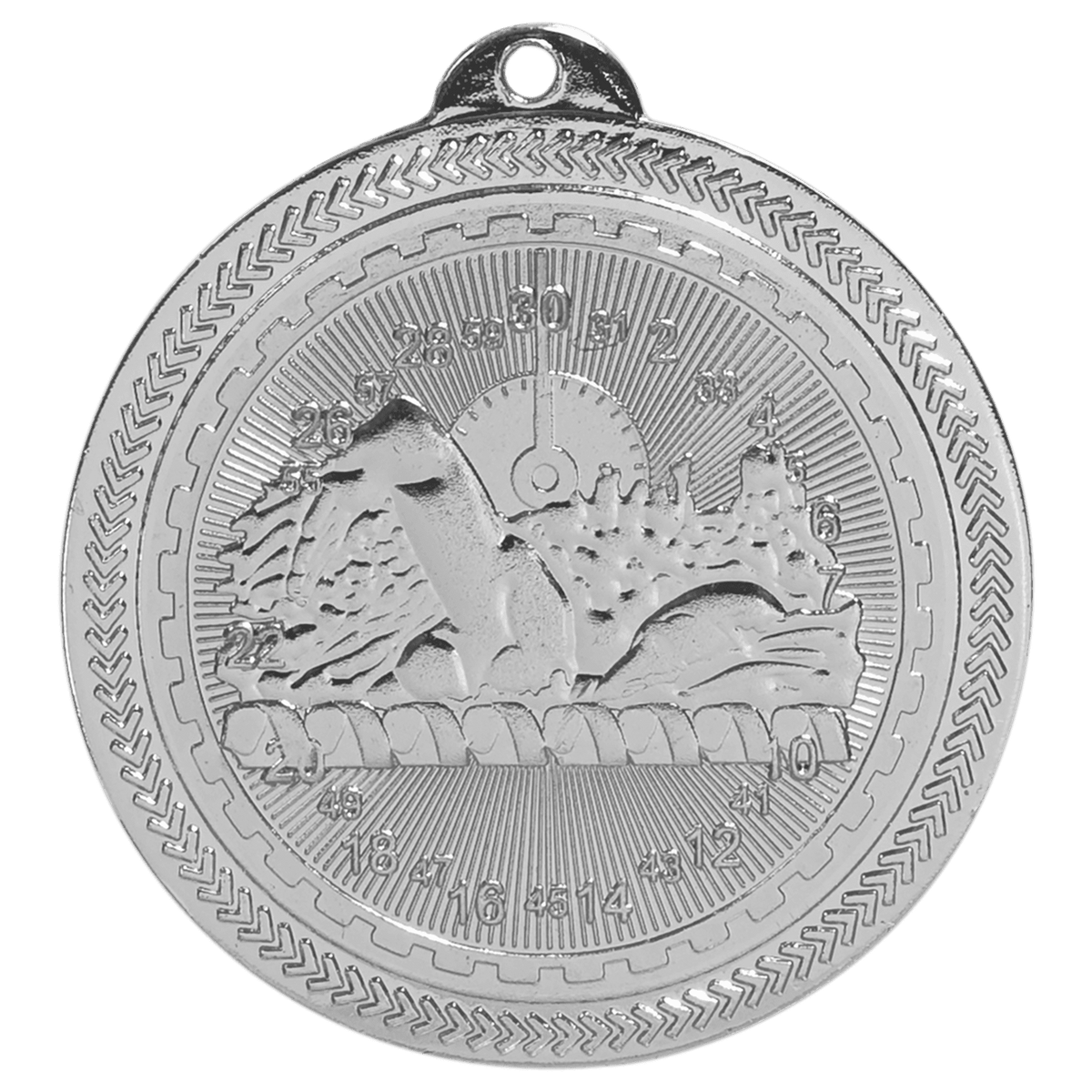 Bright Silver 2" Swimming Laserable BriteLazer Medal
