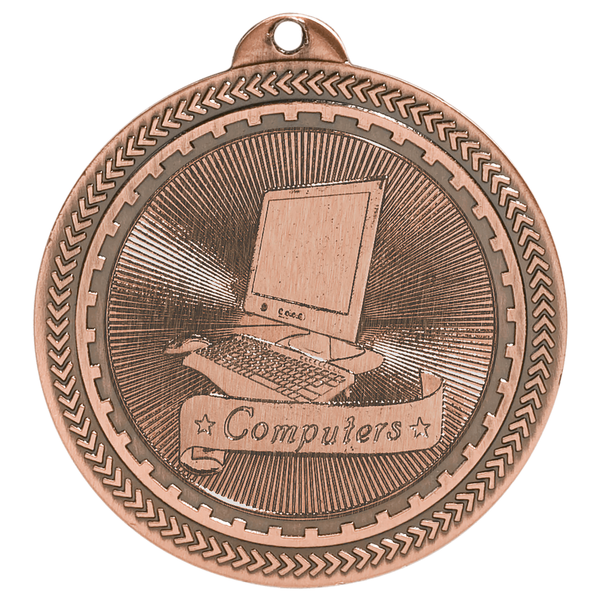 Antique Bronze 2" Computers Laserable BriteLazer Medal