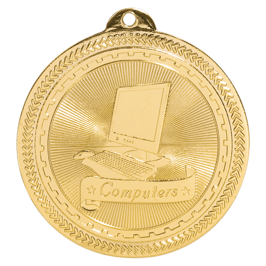 Bright Gold 2" Computers Laserable BriteLazer Medal