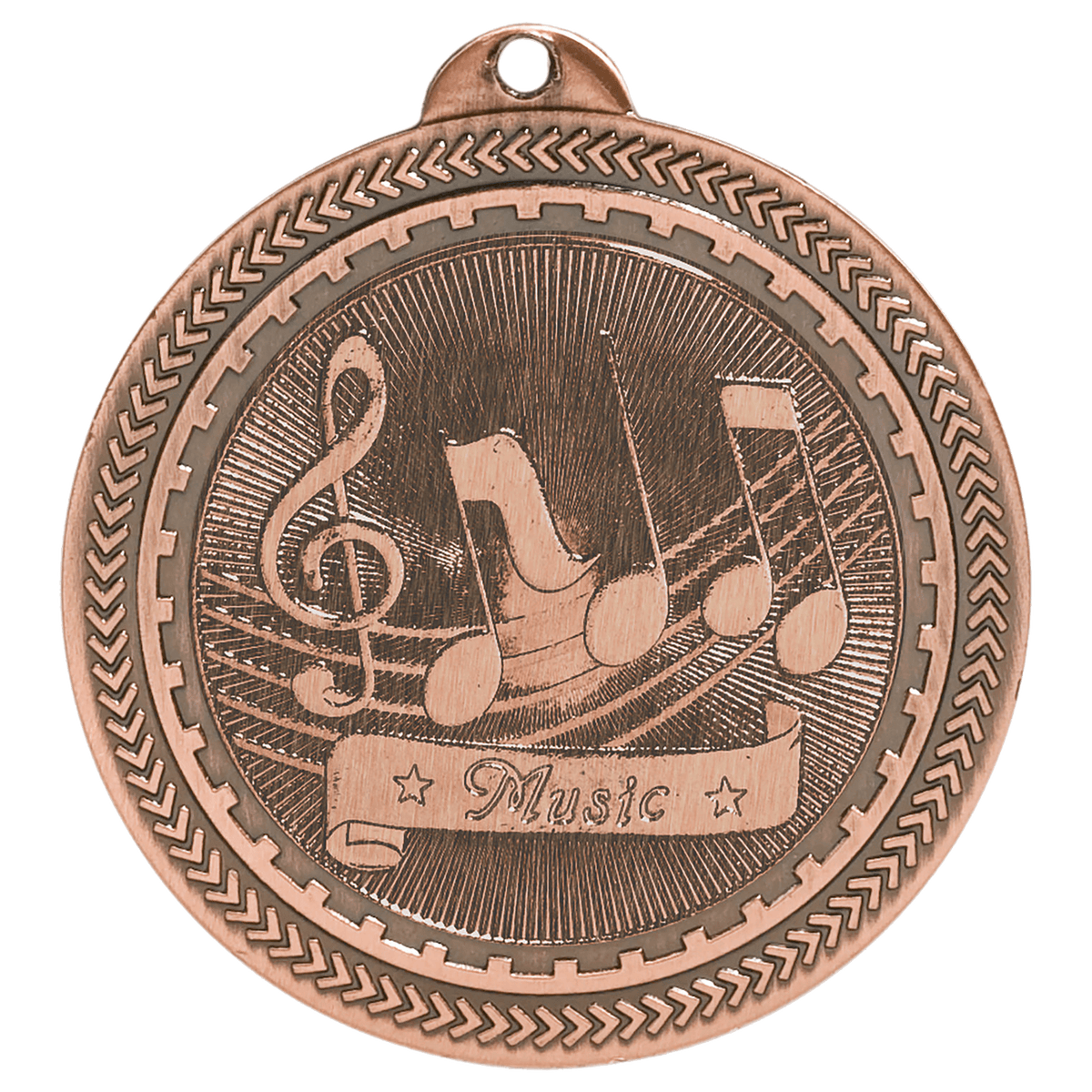 Antique Bronze 2" Music Laserable BriteLazer Medal