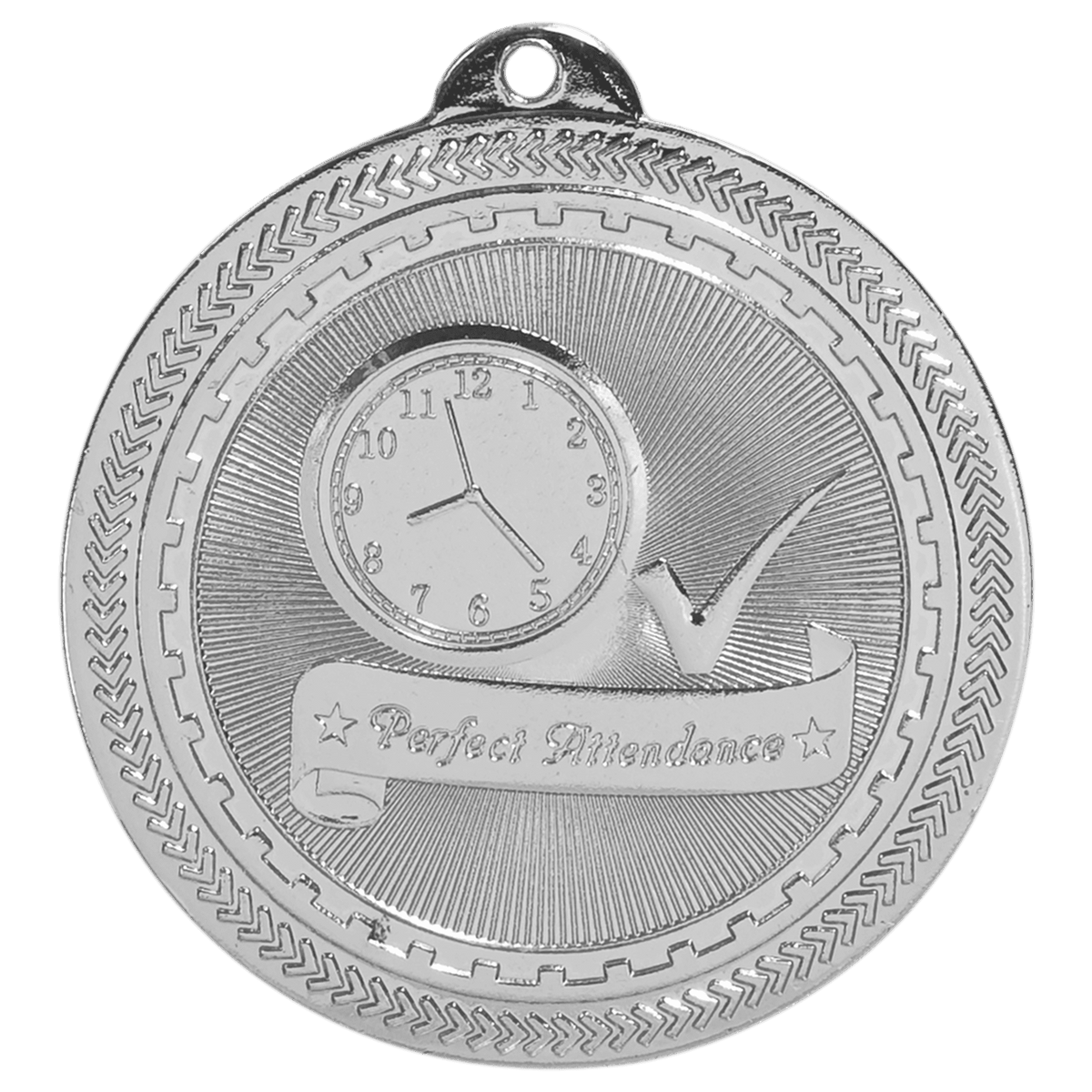 Bright Silver 2" Perfect Attendance Laserable BriteLazer Medal
