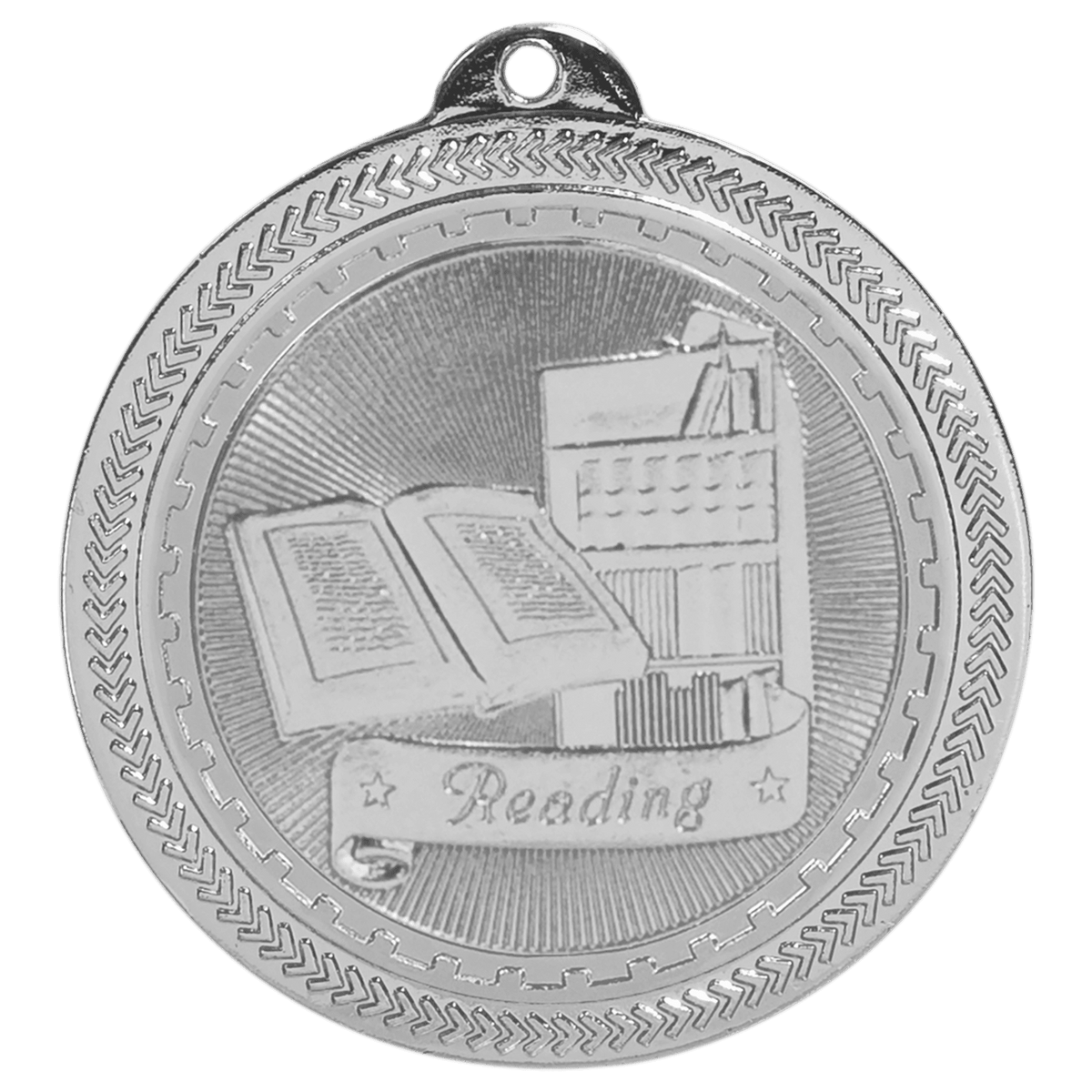 Bright Silver 2" Reading Laserable BriteLazer Medal