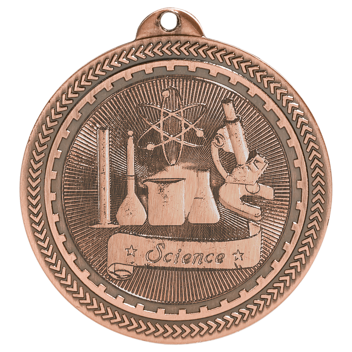 Antique Bronze 2" Science Laserable BriteLazer Medal