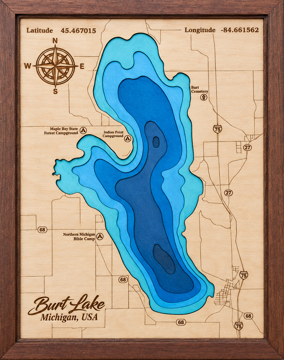 Custom Engraved Lake Maps