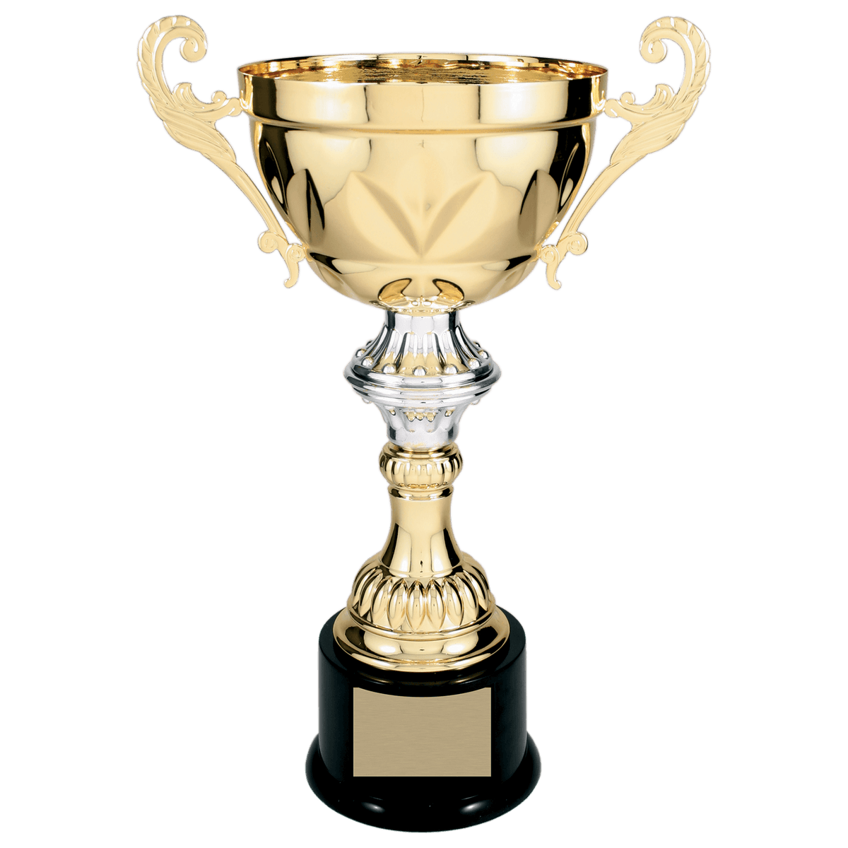 Gold 14 1/2" Completed Metal Cup Trophy on Plastic Base