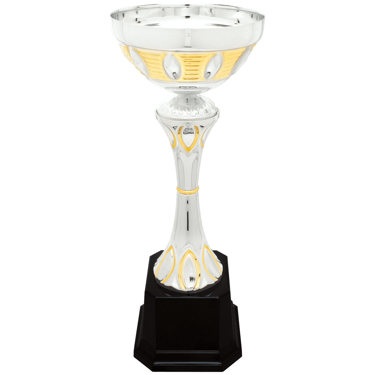Silver/Gold 2 12" Completed Metal Cup Trophy on Plastic Base