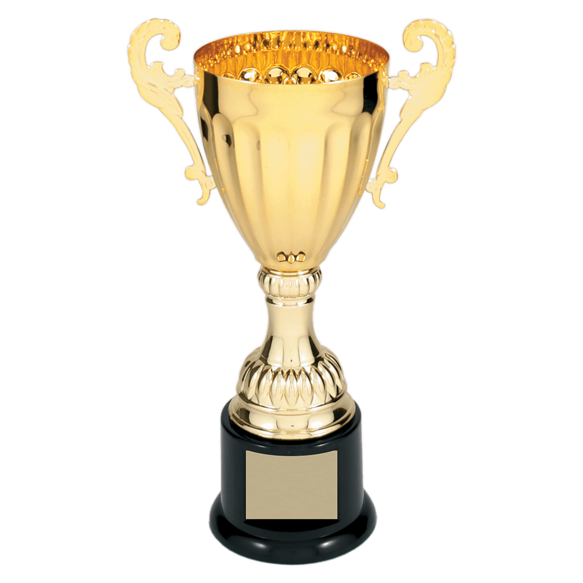 Gold 2 8 3/4" Completed Metal Cup Trophy on Plastic Base