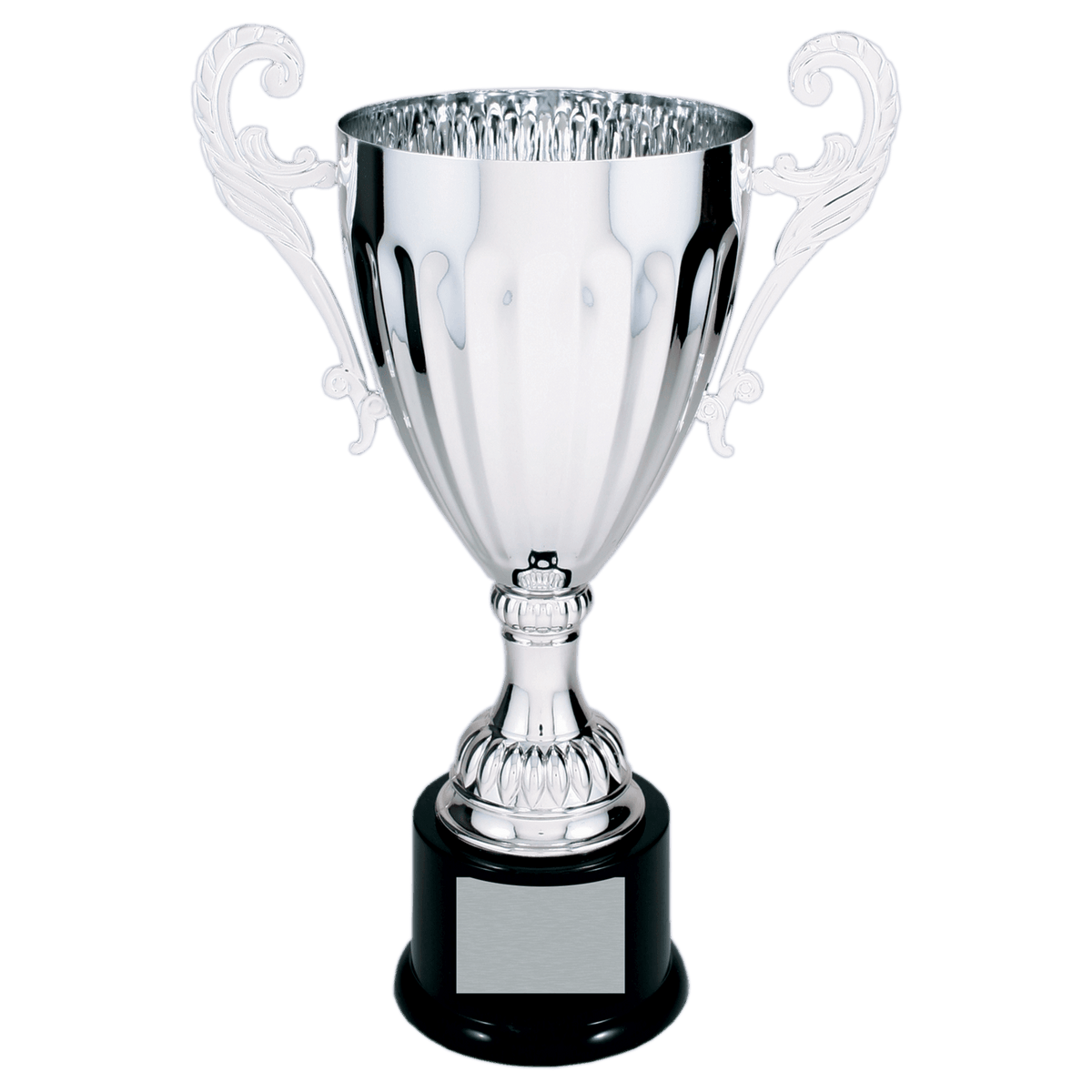 Silver 12" Completed Metal Cup Trophy on Plastic Base