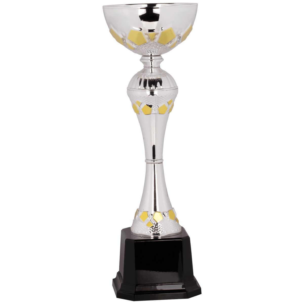 Silver/Gold 12" Completed Metal Cup Trophy on Plastic Base