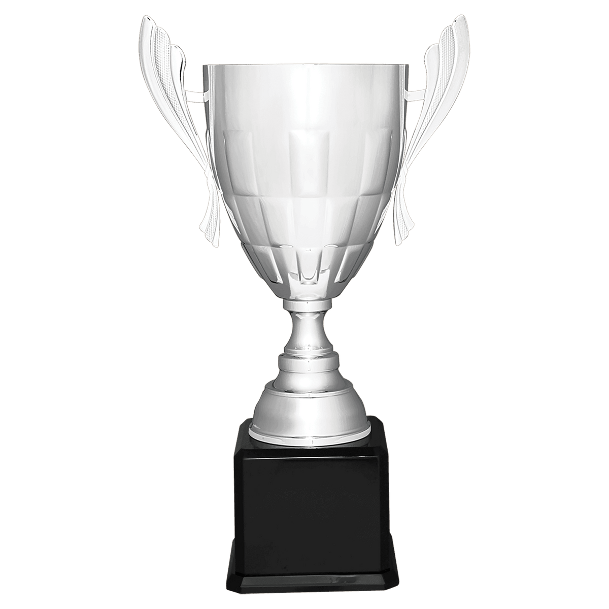 Silver Completed Metal Cup Trophy on Black Royal 26 1/2" Piano Finish Base
