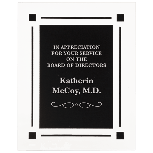 9" x 11" Solid Black Acrylic Clear Plaq