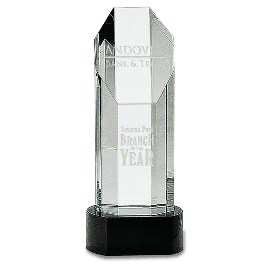 9 3/4" Octagon Slant-Top Crystal on Black Pedestal Base