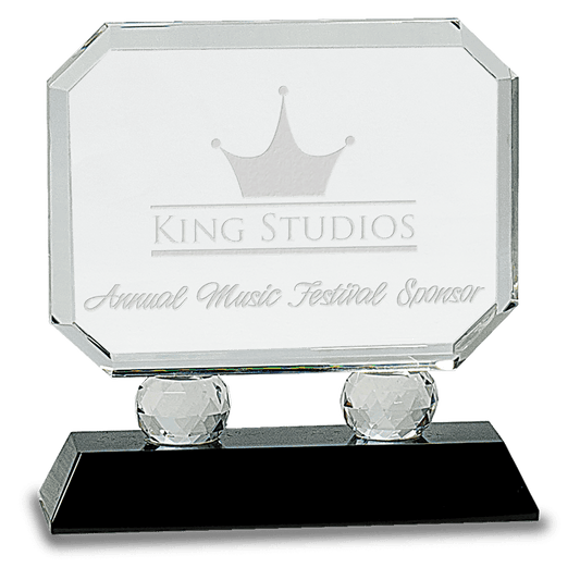 Black 6" Rectangle Crystal on Pedestal Base