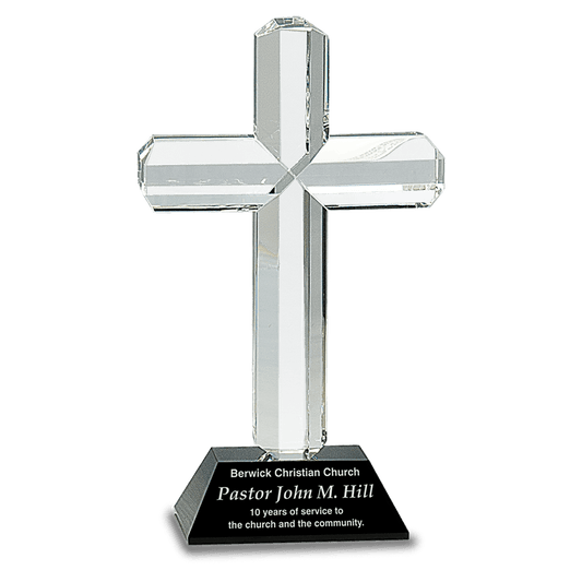 Black 8 1/2" Crystal Cross on Pedestal Base