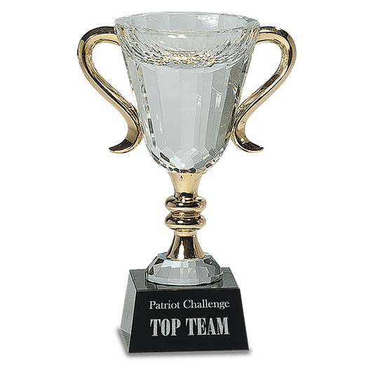 7 1/4" Crystal Cup with Gold Handles and Stem
