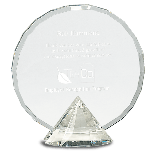 7 1/2" Clear Round Crystal on Clear Diamond Base