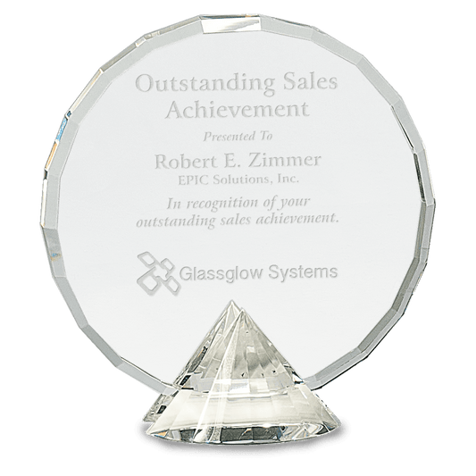 6 1/2" Clear Round Crystal on Clear Diamond Base