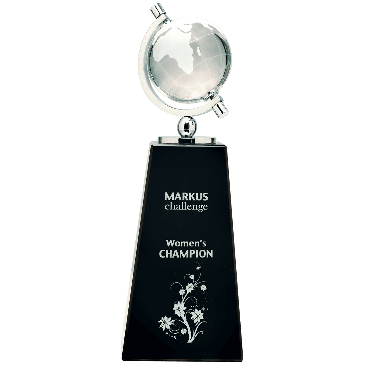 9" Crystal Spinning Globe on Black Pedestal Base