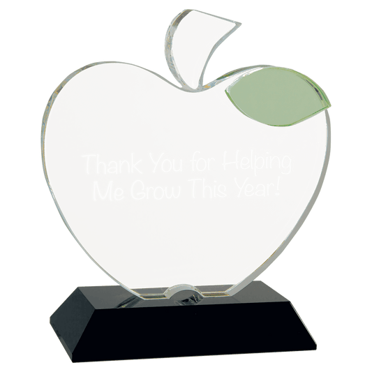 5 1/2" x 6 1/4" Crystal Apple on Black Base