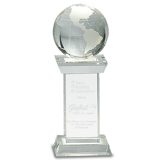 8" Crystal Globe on Clear Tower