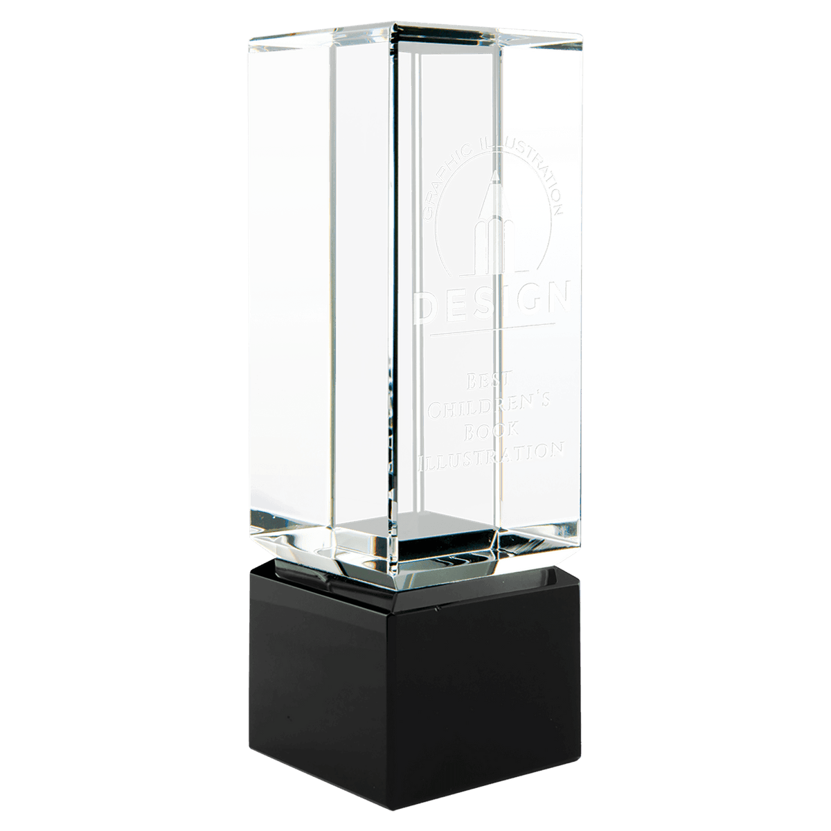 2 1/4" x 7" Clear Crystal Block on Black Crystal Base