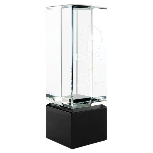 2 1/4" x 7" Clear Crystal Block on Black Crystal Base