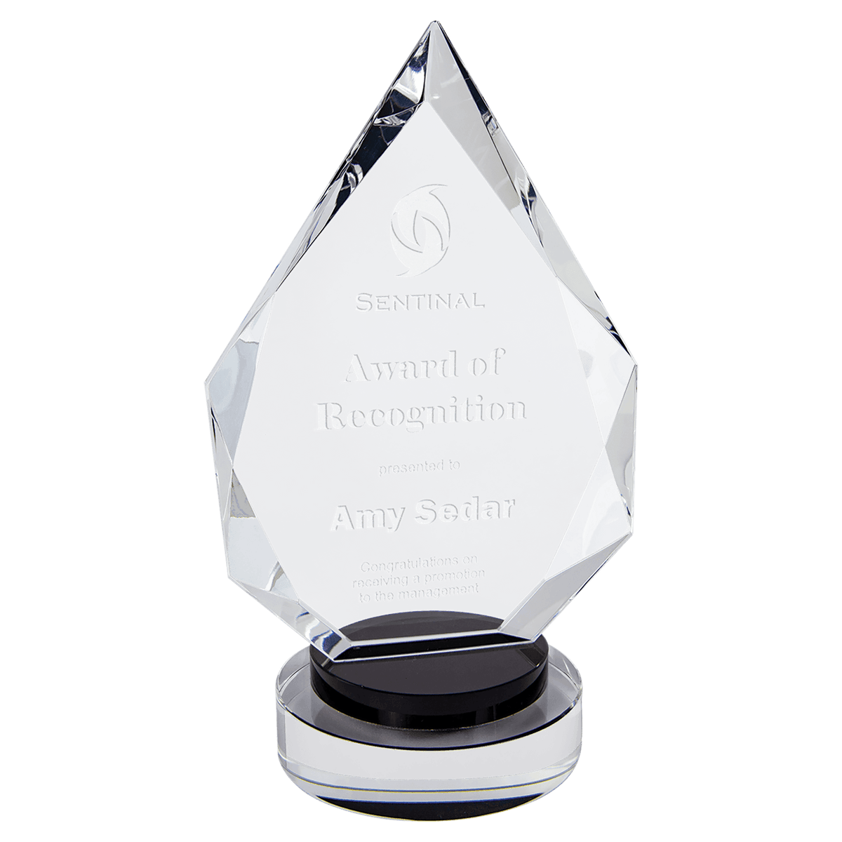 Black & Clear 8 1/4" Diamond Crystal on Round Base