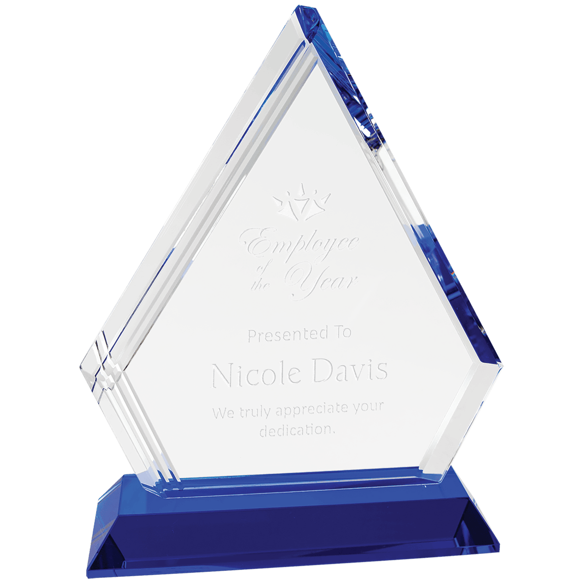 7 3/4" Crystal Diamond on Blue Pedestal Base