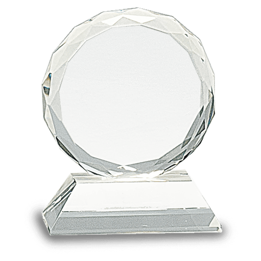 3" Round Facet Crystal on Clear Pedestal Base
