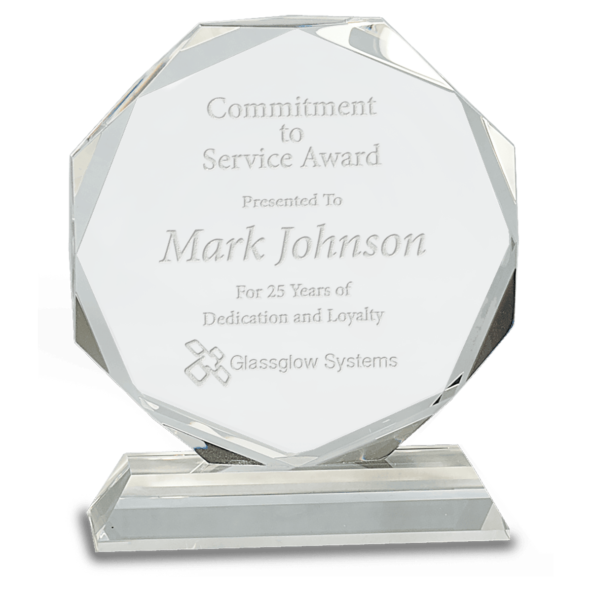 6" Clear Crystal Octagon on Clear Pedestal Base
