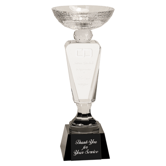 11" Clear Crystal Cup with Black Pedestal Base