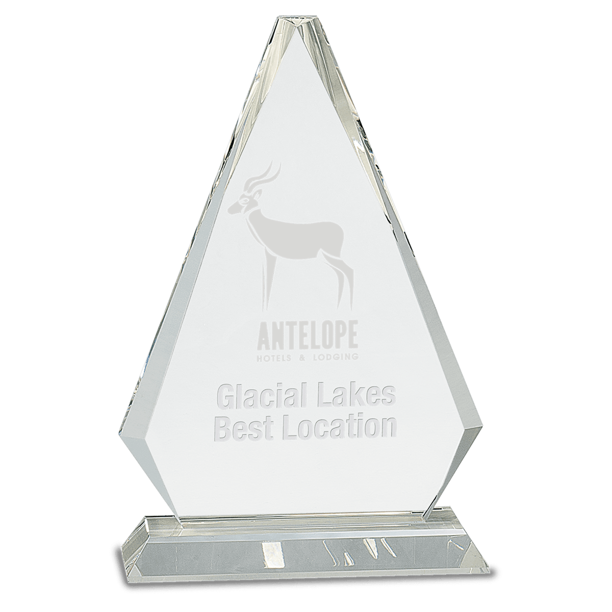 10 3/4" Clear Crystal Triangle on Clear Pedestal Base
