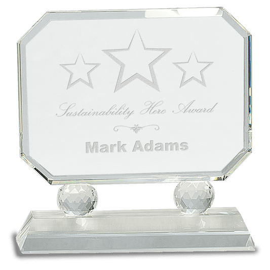 7" Rectangle Crystal on Clear Pedestal Base
