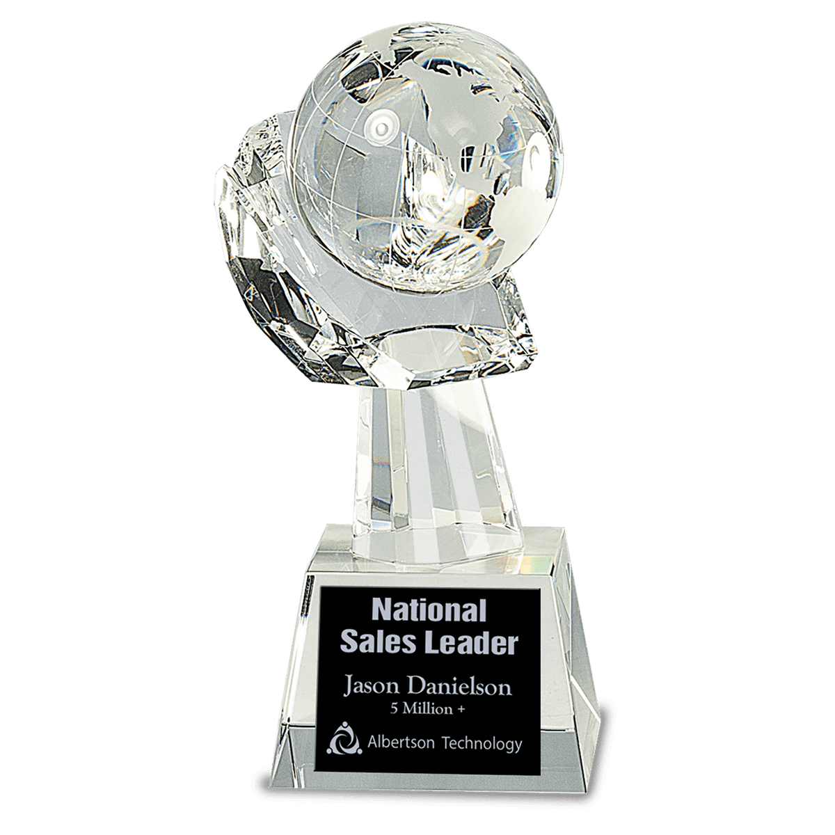 8" Clear Crystal Globe in Hand