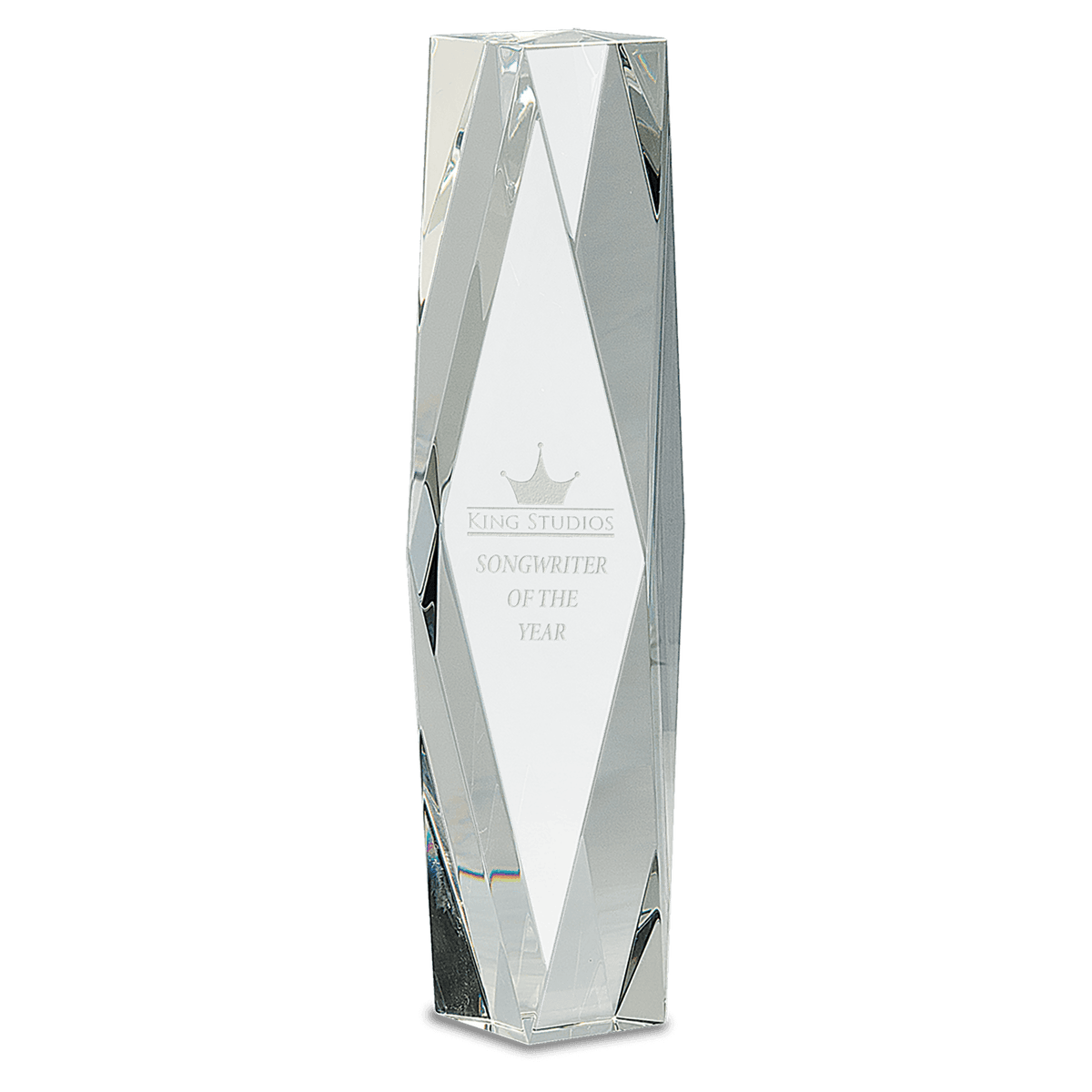 12" Clear Crystal Facet Tower