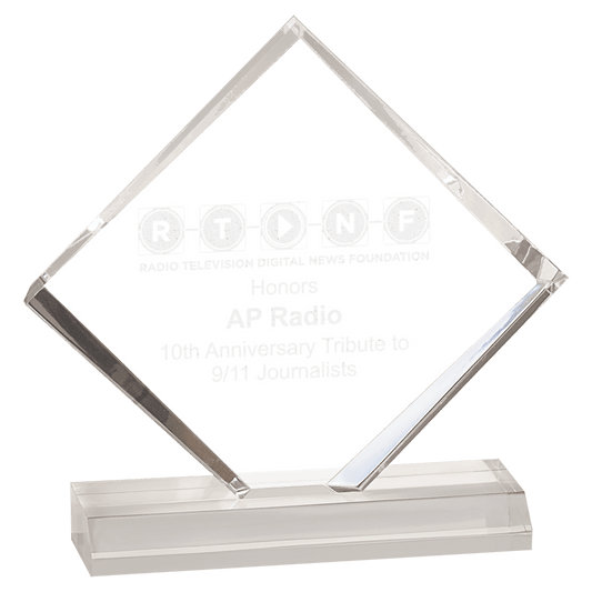 Clear 3 1/2" x 3 1/2" Diamond Jewel Beveled Acrylic Blank