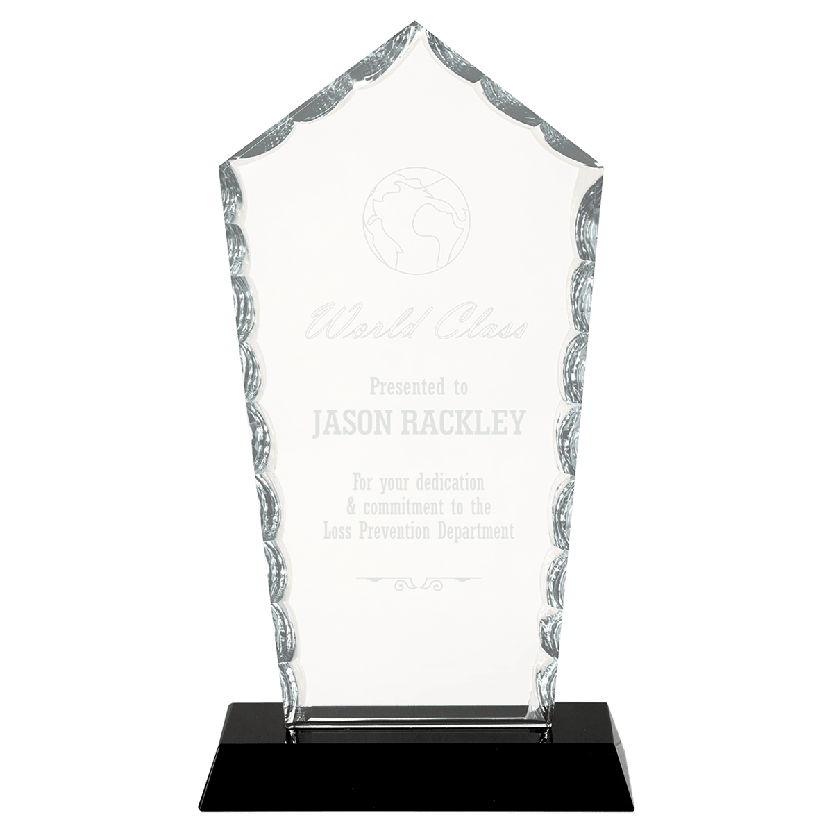 7 3/4" Diamond Facet Glass on Black Base