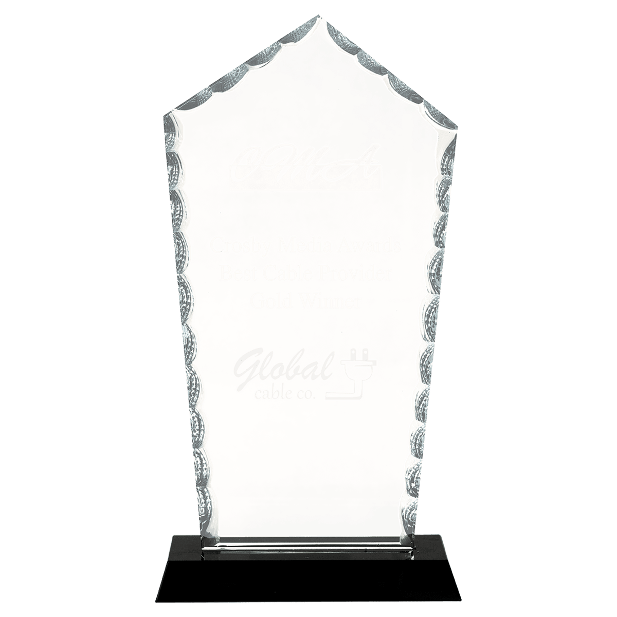 9 3/4" Diamond Facet Glass on Black Base