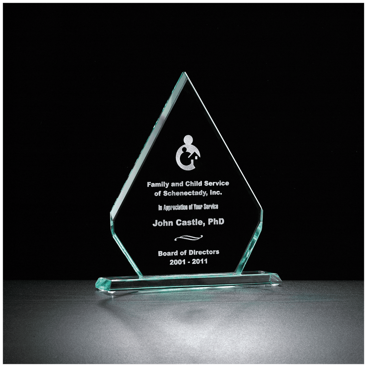 7" x 8 1/2" Diamond Series Glass Award