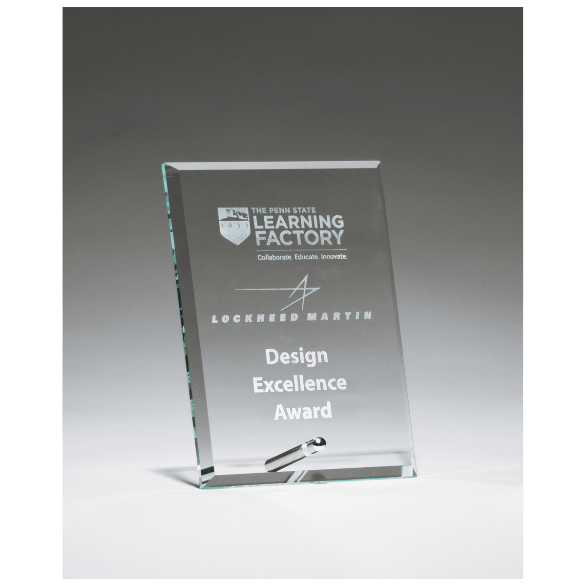 Clear Glass Award with Silver 5" x 7" Plated Easel Post