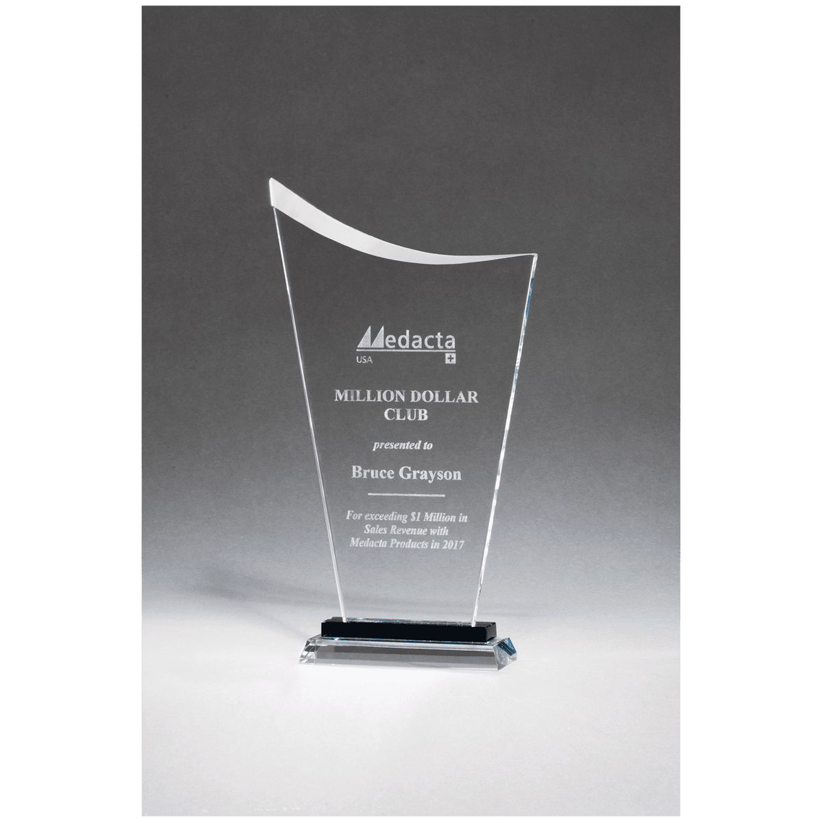 6 1/4" x 11 1/2" Contemporary Clear Glass Award with Pedestal Base