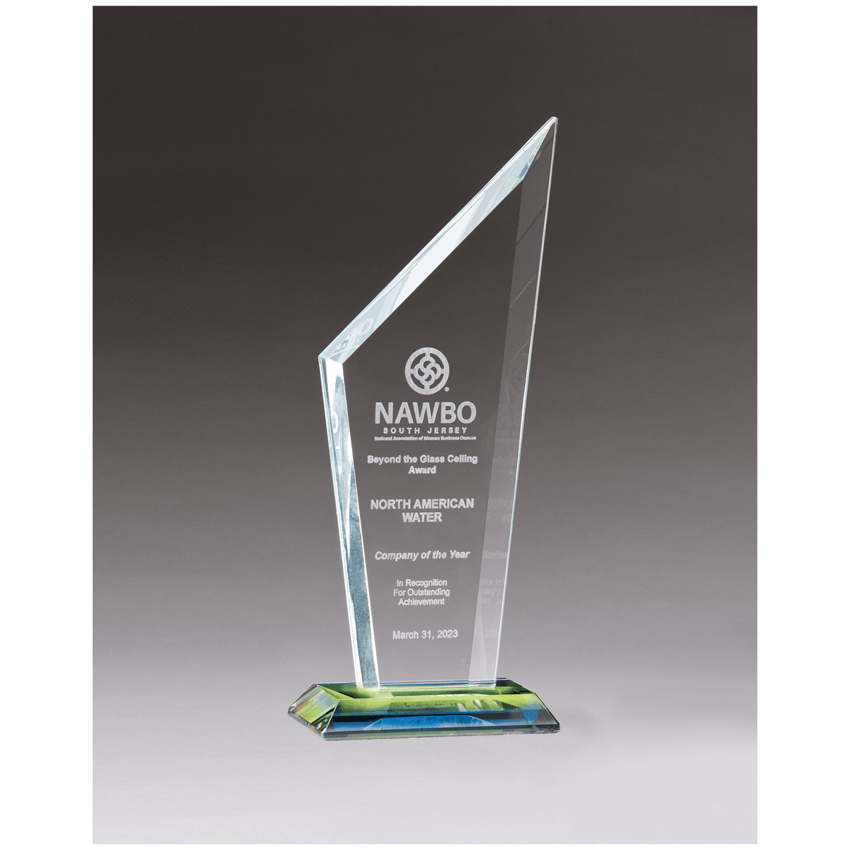 3 3/8" x 8 3/4" x 3/8" Thick Zenith Series Clear Glass with Prism-Effect Base