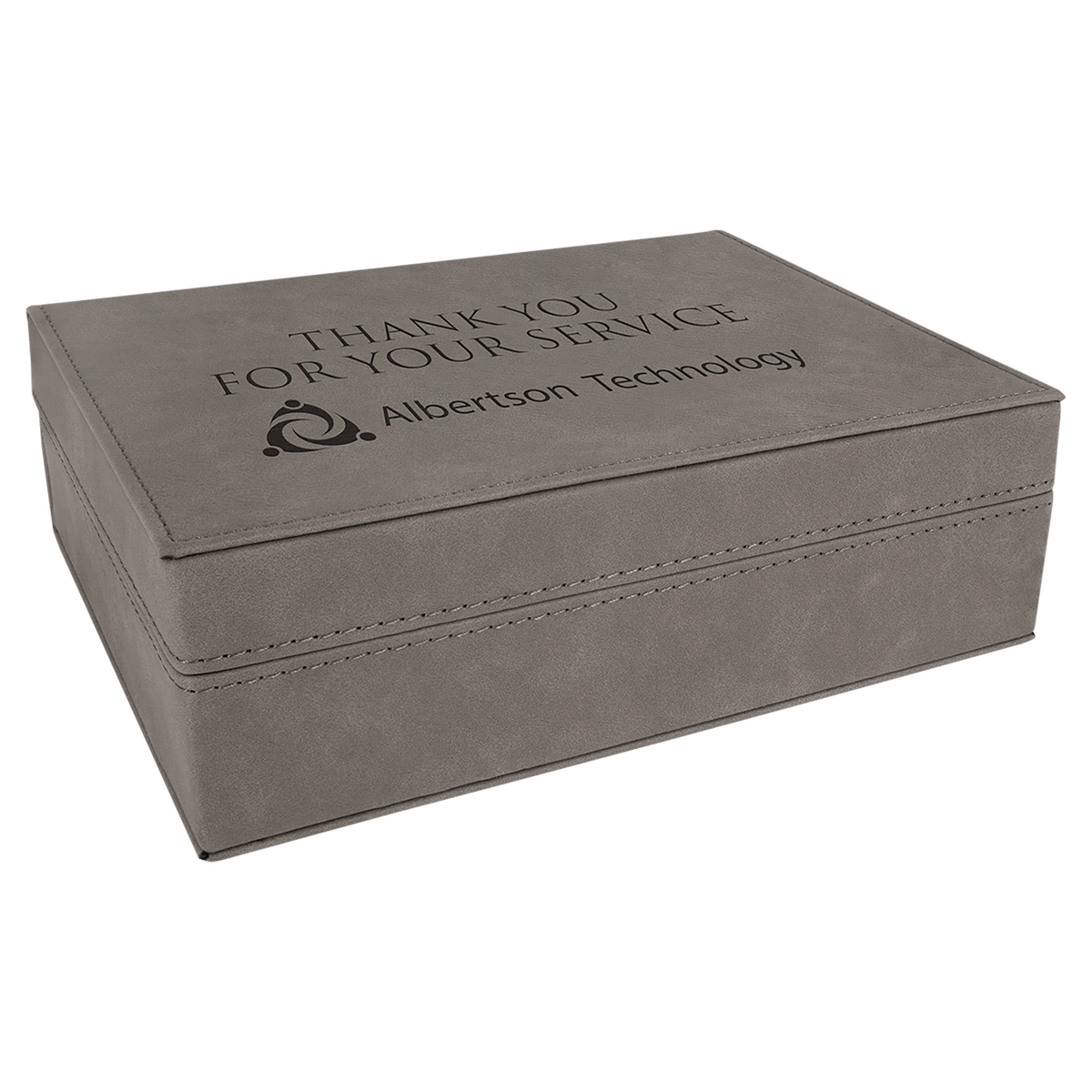 Gray 8" x 6 3/8" Laserable Leatherette Premium Gift Box