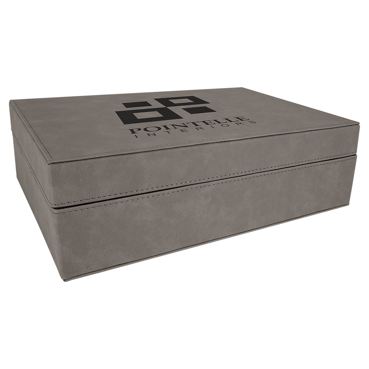 Gray 12 1/4" x 8 1/4" Laserable Leatherette Premium Gift Box