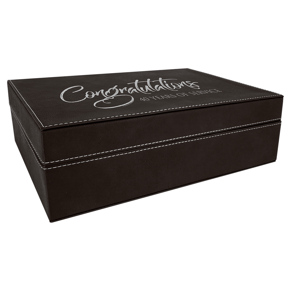 Black/Silver 12 1/4" x 8 1/4" Laserable Leatherette Premium Gift Box