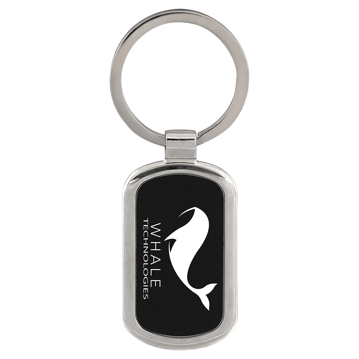 Black 1 1/8" x 1 7/8" Laserable Rectangle Keychain